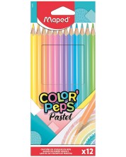 Цветни моливи Maped Color Peps - Пастелни, 12 цвята  -1